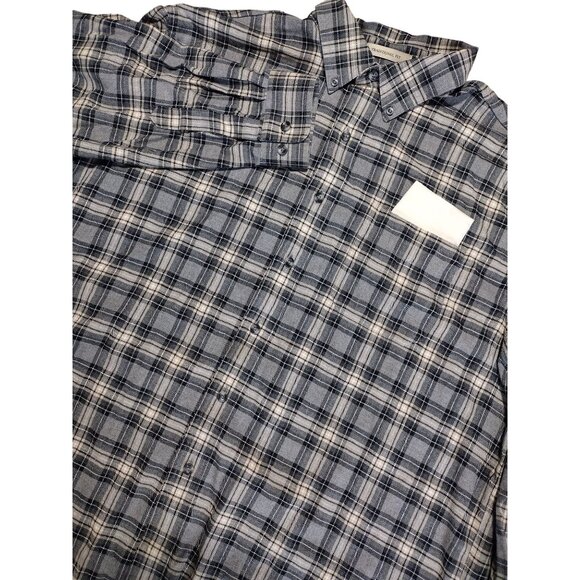 L.L. Bean Men's Cotton Fleece Shirt Long Sleeve Button Down Size XL-Reg Grey Pla - Picture 1 of 6